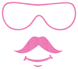 Vel Strijkletters Bril 2 Glitter Holo Pink - afb. 2