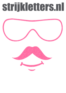 Vel Strijkletters Bril 2 Glitter Neon Pink Glitter 448 - afb. 1