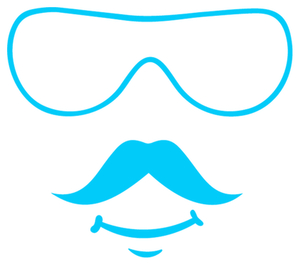 Vel Strijkletters Bril 2 Glow in the Dark Blauw - afb. 2