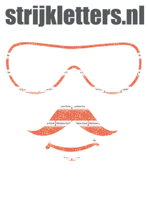 Vel Strijkletters Bril 2 Glitter Rainbow Coral Glitter ST - afb. 1