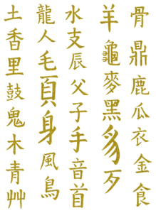 Vel Strijkletters Chinese Tekens Glitter Goud - afb. 2