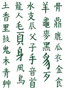 Vel Strijkletters Chinese Tekens Glitter Groen - afb. 2