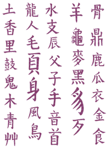 Vel Strijkletters Chinese Tekens Glitter Roze - afb. 2