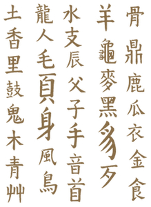 Vel Strijkletters Chinese Tekens Design Carbon Goud - afb. 2