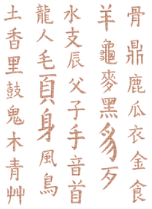 Vel Strijkletters Chinese Tekens Design Ruit Beige - afb. 2