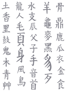 Vel Strijkletters Chinese Tekens Polyester Ondergrond Grijs - afb. 2