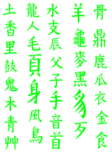 Vel Strijkletters Chinese Tekens Flex Neon Groen - afb. 2