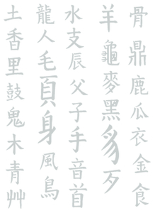 Vel Strijkletters Chinese Tekens Polyester Ondergrond Zilver - afb. 2