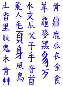 Vel Strijkletters Chinese Tekens Flex Royal Blauw - afb. 2