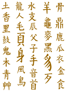 Vel Strijkletters Chinese Tekens Flex Antique Goud - afb. 2