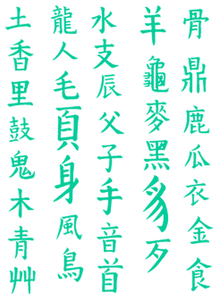Vel Strijkletters Chinese Tekens Flex Aquagroen - afb. 2