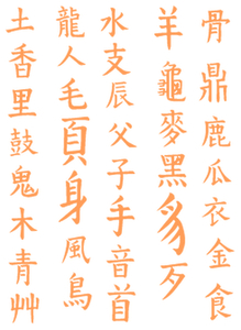Vel Strijkletters Chinese Tekens Flex Pastel Oranje - afb. 2