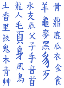 Vel Strijkletters Chinese Tekens Flex Oceaanblauw - afb. 2