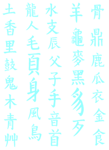 Vel Strijkletters Chinese Tekens Flock Blauw - afb. 2