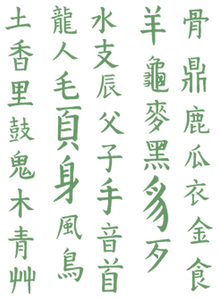 Vel Strijkletters Chinese Tekens Flock Groen - afb. 2
