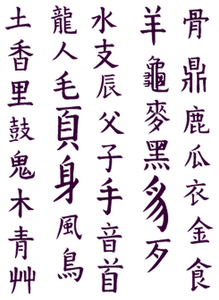 Vel Strijkletters Chinese Tekens Flock Paars - afb. 2