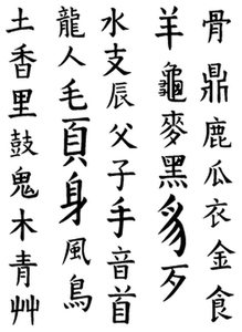 Vel Strijkletters Chinese Tekens Flock Zwart - afb. 2
