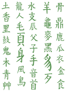 Vel Strijkletters Chinese Tekens Glitter Aqua - afb. 2