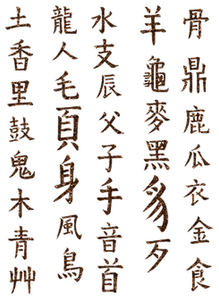 Vel Strijkletters Chinese Tekens Glitter Bruin - afb. 2