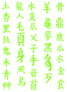 Vel Strijkletters Chinese Tekens Metallics Lime Metallic - afb. 2
