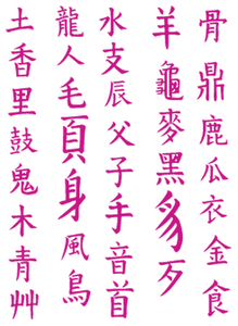 Vel Strijkletters Chinese Tekens Flex Framboos - afb. 2
