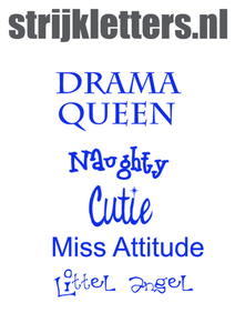Vel Strijkletters Drama Queen Design Carbon Blauw - afb. 1