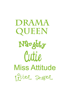 Vel Strijkletters Drama Queen Polyester Ondergrond Appelgroen - afb. 2