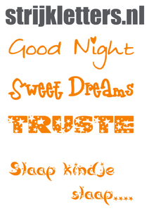 Vel Strijkletters Good Night Flock Neon Oranje - afb. 1