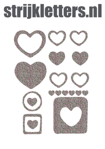 Vel Strijkletters Harten Glitter Regenboog Multicolor 453 - afb. 1