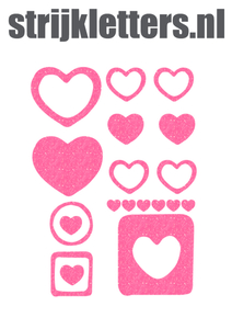 Vel Strijkletters Harten Glitter Neon roze Glitter - afb. 1