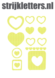Vel Strijkletters Harten Glitter Neon Yellow Glitter 446 - afb. 1