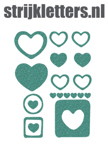 Vel Strijkletters Harten Glitter Jade Glitter 482 - afb. 1