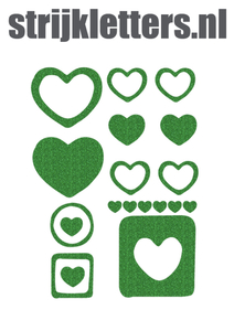 Vel Strijkletters Harten Glitter Green Glitter 455 - afb. 1