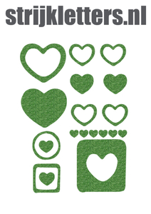 Vel Strijkletters Harten Glitter Light Green Glitter 483 - afb. 1