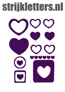 Vel Strijkletters Harten Glitter Purple Glitter 424 - afb. 1