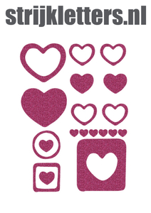 Vel Strijkletters Harten Glitter Pink Glitter 457 - afb. 1