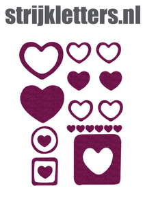 Vel Strijkletters Harten Glitter Hot Pink Glitter 432 - afb. 1
