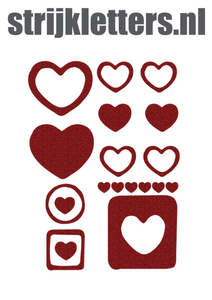 Vel Strijkletters Harten Glitter Red Glitter 456 - afb. 1