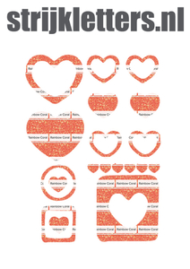 Vel Strijkletters Harten Glitter Rainbow Coral Glitter ST - afb. 1