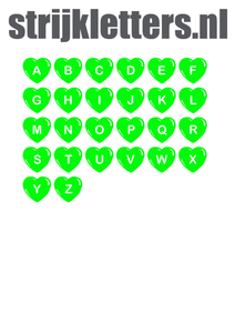 Vel Strijkletters Hartjes Glow in the Dark Groen - afb. 1