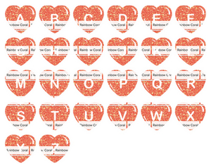 Vel Strijkletters Hartjes Glitter Rainbow Coral Glitter ST - afb. 2