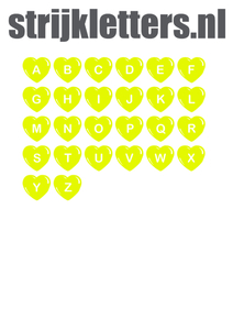 Vel Strijkletters Hartjes Glow in the Darg Geel - afb. 1