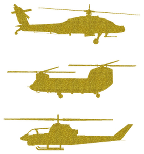 Vel Strijkletters Helicopters Glitter Goud - afb. 2