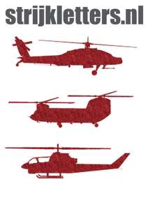 Vel Strijkletters Helicopters Glitter Rood - afb. 1