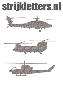 Vel Strijkletters Helicopters Glitter Regenboog - afb. 1