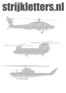Vel Strijkletters Helicopters Glitter Zilver - afb. 1