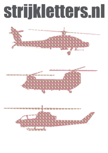Vel Strijkletters Helicopters Design Leger Roze - afb. 1