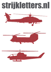 Vel Strijkletters Helicopters Design Ruit Rood - afb. 1
