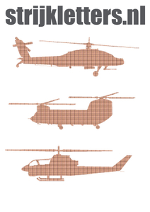 Vel Strijkletters Helicopters Design Ruit Beige - afb. 1