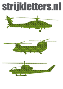 Vel Strijkletters Helicopters Design Zebra Groen - afb. 1